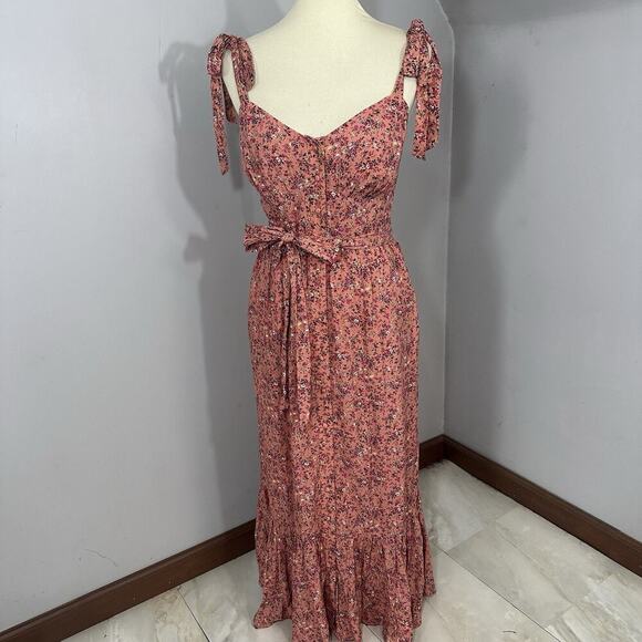 J Crew Peasant Cottagecore Ditsy Floral Maxi Long Dress Pink Sweetheart Coquette - Picture 16 of 17